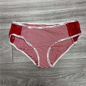 Tommy Hilfiger Red and White Striped Lace Briefs